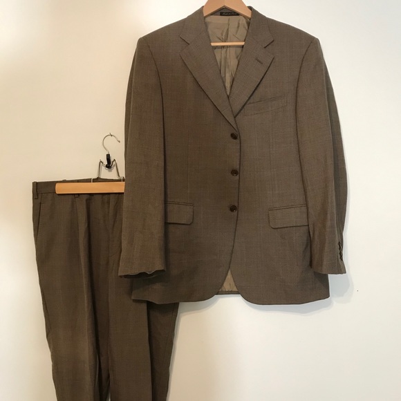 Pal Zileri Italian Made Brown Wool Tweed Suit Set - Picture 2 of 16